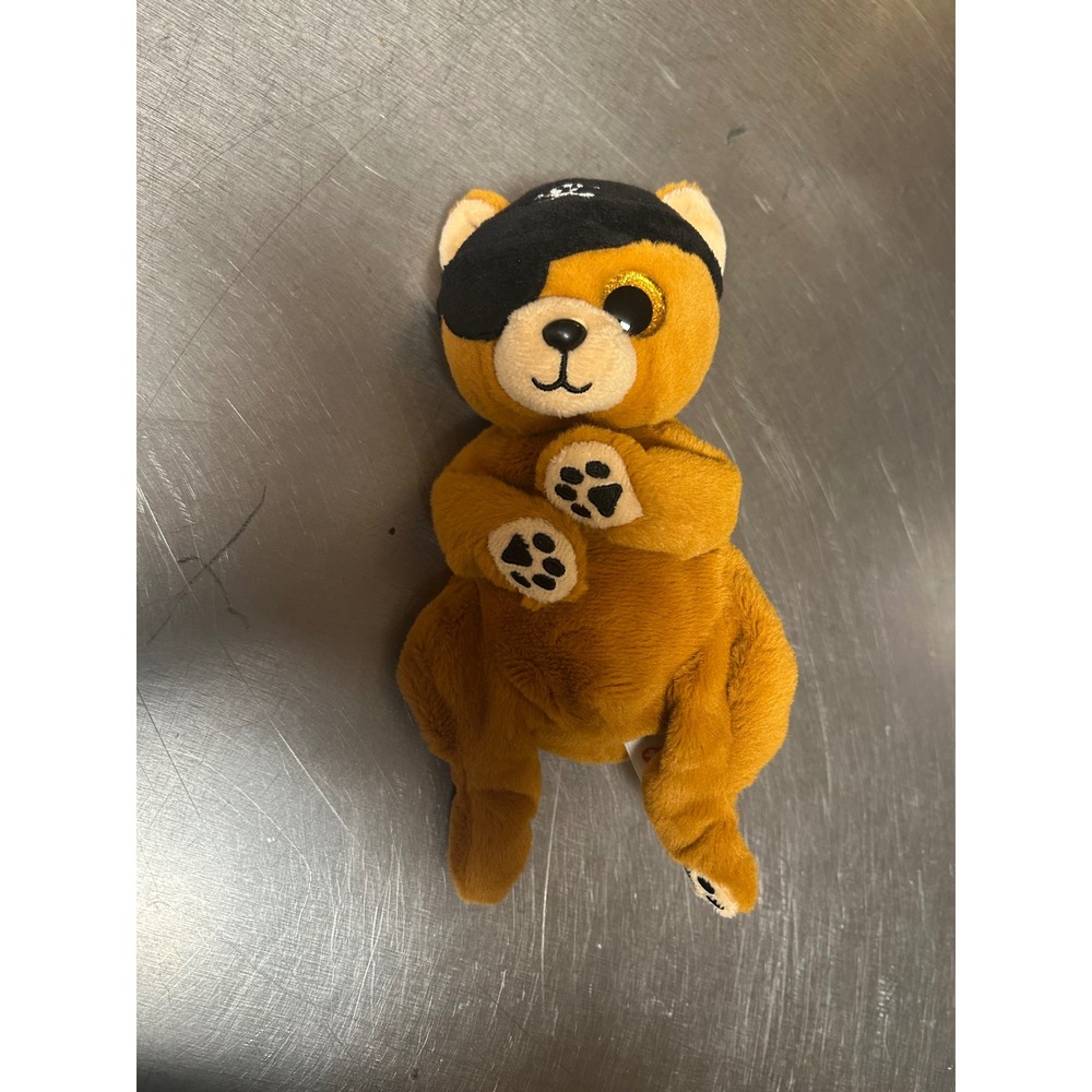 Ty Beanie Boos Scully Pirate Dog Plush Brown Gold Glitter Eyes Small 6 inch